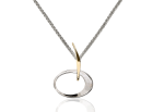 Petite Elliptical Pendant by E.L. Designs in Sterling Silver & 14K Gold bale
